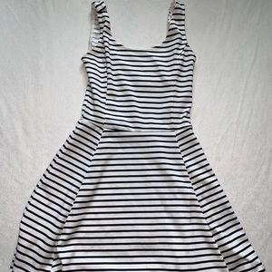 striped fit and flare mini dress